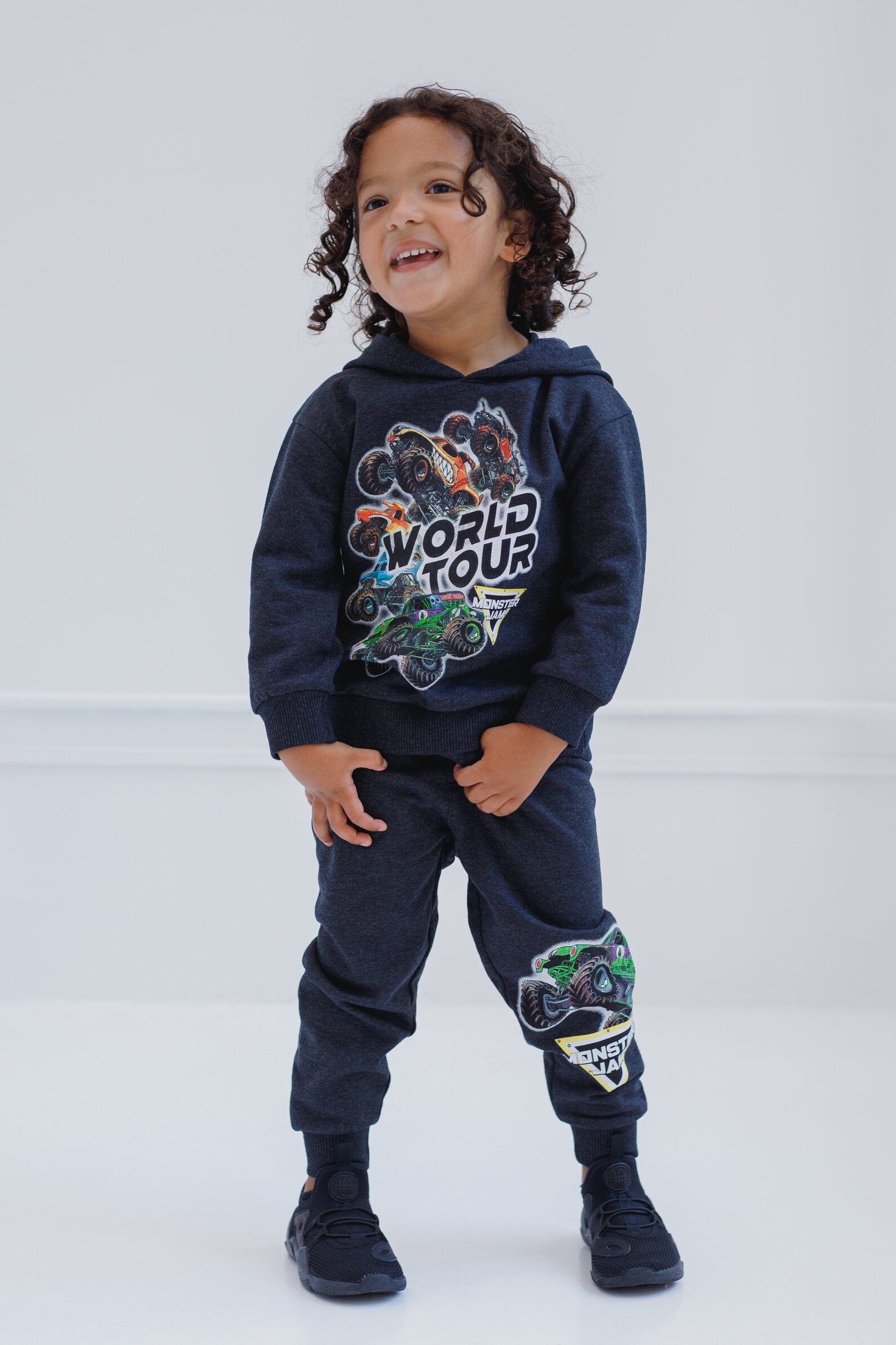 Monster Jam Toddler Boys' Fleece 2-Piece Hoodie and Pants Set Charcoal Heather