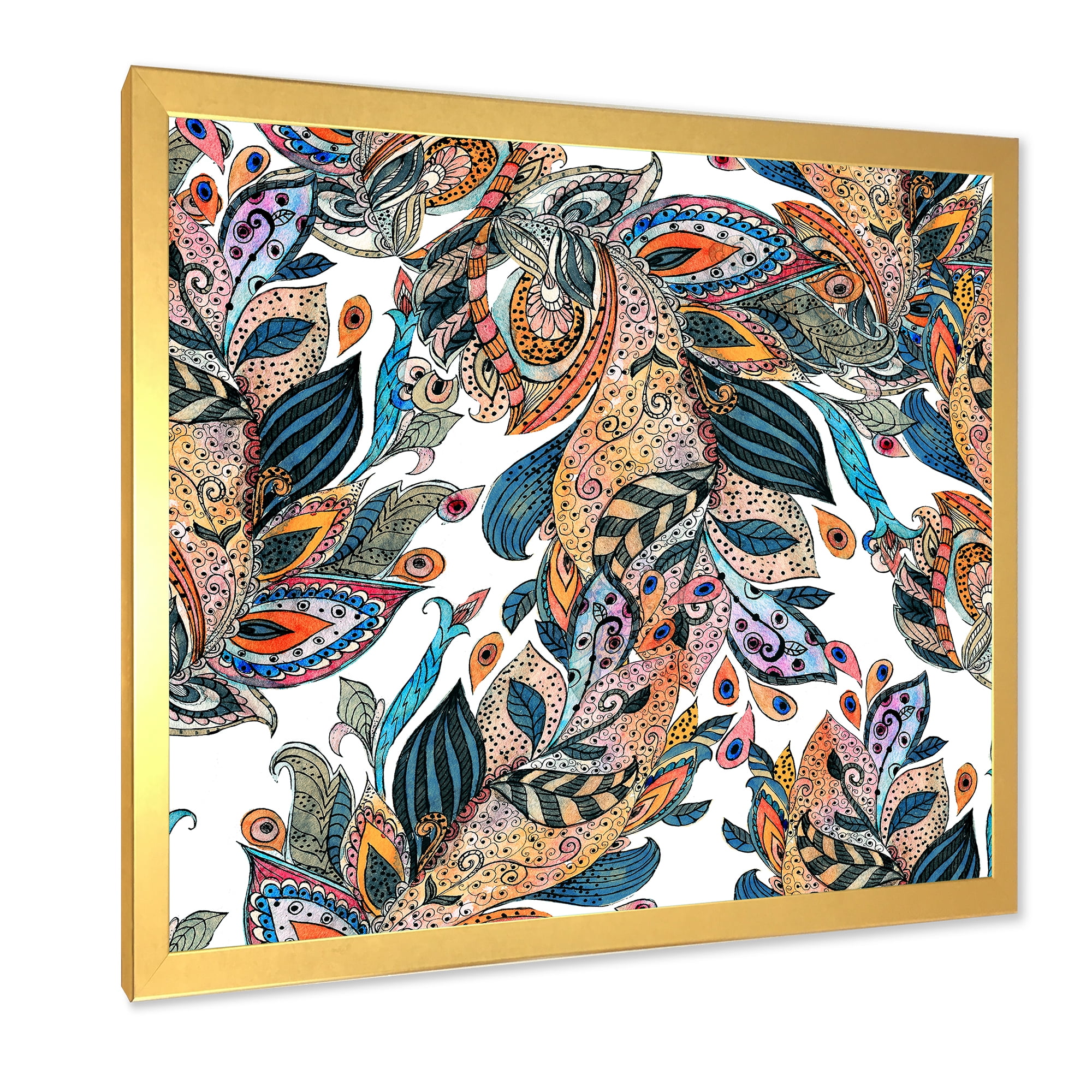 Designart 'Floral Seamless Abstract Texture Pattern' Traditional Framed Art Print