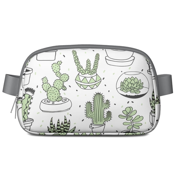 Aesthetic Cactus Fanny Pack – Waterproof Adjustable Waist Bag with Curated Succulent Arrangement, Instagram-Ready