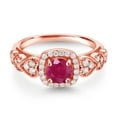 thumbnail image 2 of Gem Stone King 18K Rose Gold Plated Silver Red Ruby and White Moissanite Engagement Ring for Women (1.38 Cttw, Round 6MM, Gemstone July Birthstone, Size 9), 2 of 3