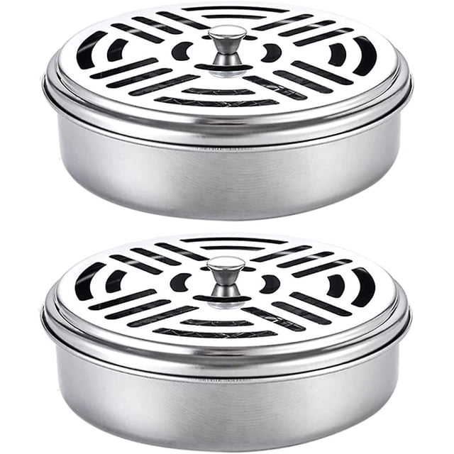 Mosquito Coil Holder Bobina de acero inoxidable Quemador de incienso Mosquito portátil Espiral Holder Box Sandalia Incienso Stick Holder, 2pcs Iron Mosquito Tray Banba XianweiShao 8390605145551