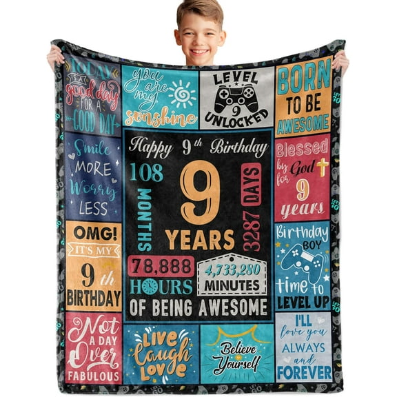 9 Year Old Boy Gift, Best Birthday Gifts for 9 Year Old Boy, 9 Year Old Boy Birthday Gifts, Boys Age 9 Gifts Ideas, 9 Yr Old Gifts for Boys, 9th Birthday Decorations for Boys Blanket 60 X 50 Inch
