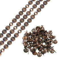 Uxcell 3Pack 1Meter Flower Upholstery Tacks Strips Trim Sofa Decorative Nails, Copper