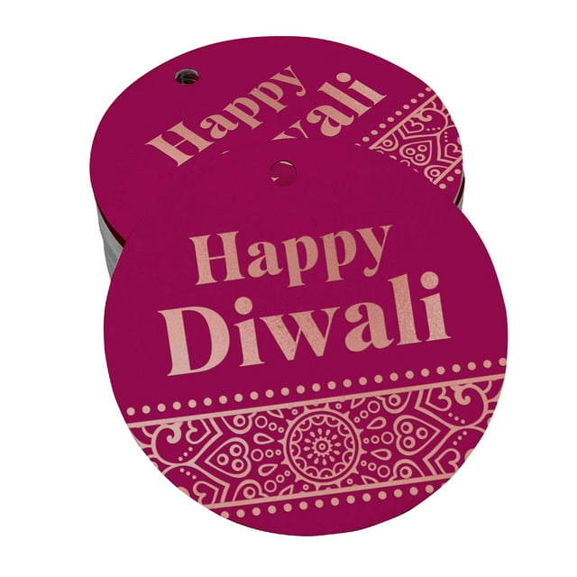 Inkdotpot Pack Of 100 Happy Diwali Favor Paper Tags Craft Real Rose Gold Foil Hang Tags