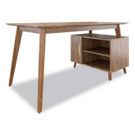 Wood Mid Mod Storage Desk Espresso