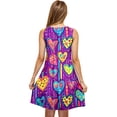 thumbnail image 4 of Viikei Womens Dresses Clearance,Plus Size Summer Maxi Dress for Women,Valentine's Day Women Casual Plus-size Sleeveless Crew Neck Print Short Dress Purple XL, 4 of 5