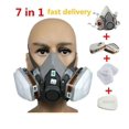 thumbnail image 1 of Respirador Máscara de gas reutilizable de media cara con gafas de seguridad, filtros para pintura, productos químicos, vapor orgánico, carpintería y otra protección laboral, 1 of 4