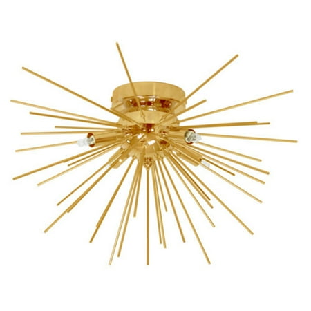 - Dainolite 4 Light Flush Mount, Gold & Vintage Bronze Finish