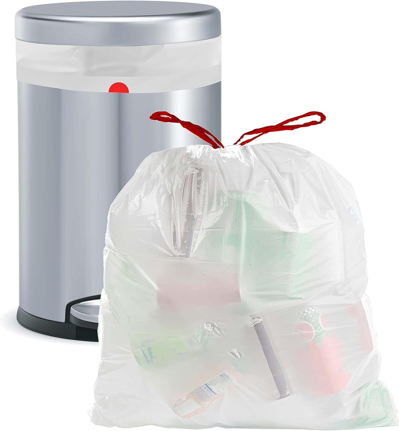 Commander 13 Gallon 0.72 MIL White Tall Kitchen Trash Bags - 24" x 27" - Pack of 100 - For Home, Kitchen, & Bathroom
