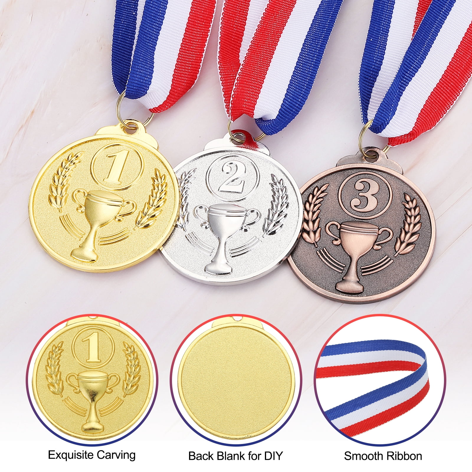 Uxcell Award Metals, Prize Medals Trophy Winner Medals with Neck Ribbon Multicolor