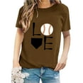 thumbnail image 4 of KALE Baseball Shirt for Women Print Loose T Short Sleeve Top Short Sleeve Blouses Coffee, 4 of 4