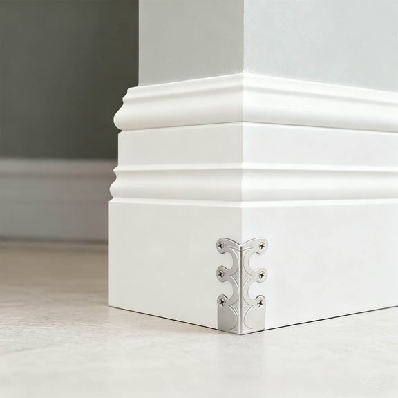 12 pcs Solid Brass Baseboard Corner Protectors, Skirting Board Corner Protectors, Vintage Metal Corner Protector Table Corner Edge Cover Safety Bracket with Screws