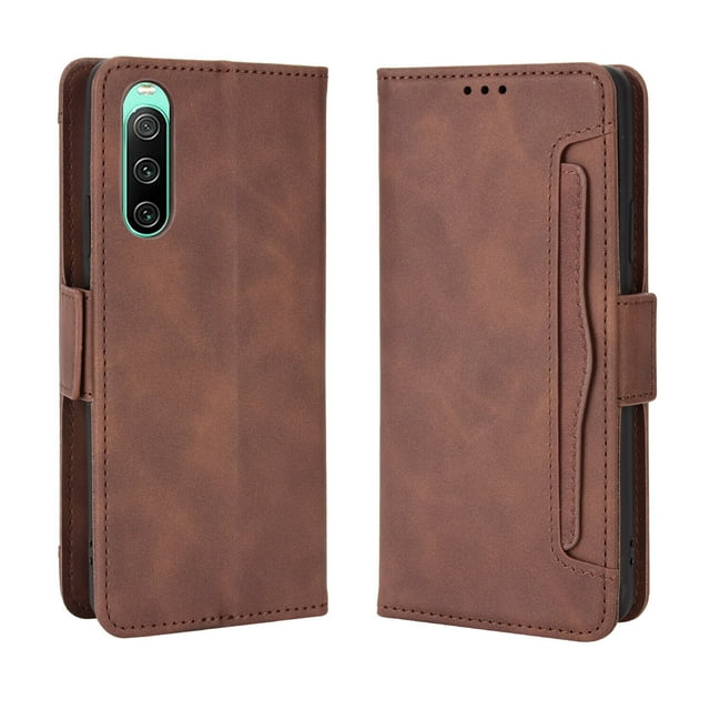 Case for Sony Xperia 10 Ⅳ Cover Adjustable Detachable Card Holder Magnetic closure Leather Wallet Case - Brown