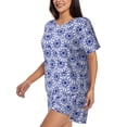 thumbnail image 2 of Daiia Blue And White Flowers Pattern Womens Pajama Sets Short Sleeve Pajamas for Women Sets Soft Lounge Sets Casual Round Neck Sleepwear PJS-3X-Large, 2 of 7