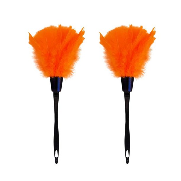 Plumeros de plumas de pavo para limpiar persianas del hogar, cocina, coche, oficina, respetuoso con el medio ambiente, reutilizable (2 piezas naranja)