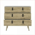 thumbnail image 4 of Dressers, 3-Drawer Modern Dresser with Metal Handles & Wooden Legs, White/Macadamia | White+Walnut | Pine, 4 of 7