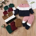 thumbnail image 6 of PatPat Baby Boy Girl Long-sleeve Knitting Pullover Color Block Sweatshirt Top Outfit Sets, 6 of 7