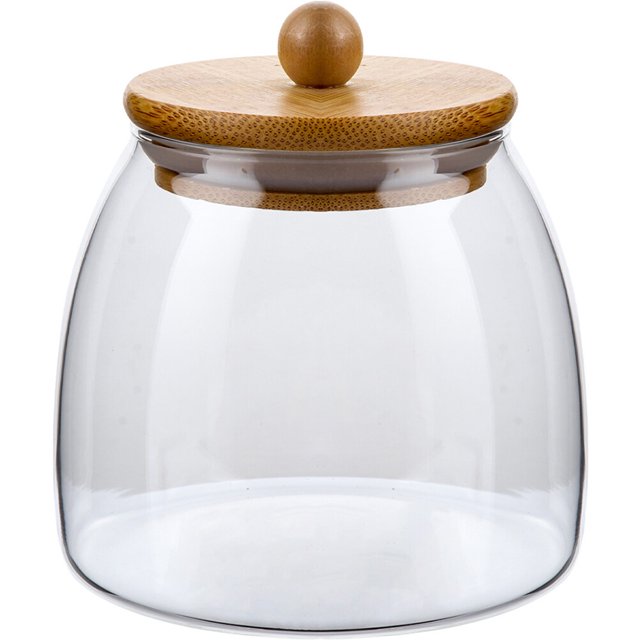 NUOLUX Glass Food Storage Container Flour Storage Jar Sugar Container with Bamboo Lid