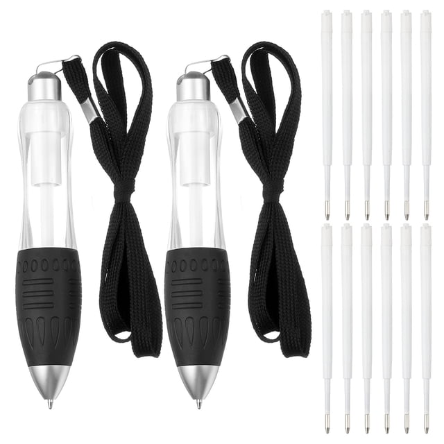 2 Pcs Uxcell Bolígrafo Grueso, Bolígrafo Retráctil Pesado de Agarre Ancho con Correa para Temblores en las Manos, Ancianos y Discapacitados (6 Recargas Negras + 6 Recargas Azules)