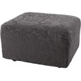 thumbnail image 1 of Surefit Stretch Jacquard Damas Boîte Coussin Pouf Couvre Housse, Forme Fit, Polyester/Spandex, Lavable en Machine, Gris, 1 of 5