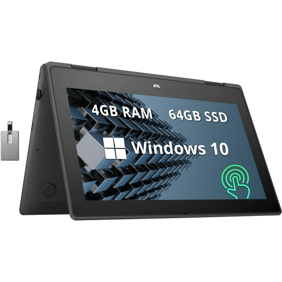 HP ProBook x360 11 G5 EE Laptop, 11.6" HD IPS Touchscreen, Intel Celeron N4020, 4GB RAM, 64GB Flash Memory, HD Webcam & 5MP Camera, WiFi 5, Bluetooth, Win 10 Pro, Chalkboard Gray, 32GB USB Card