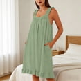 thumbnail image 2 of Yeaiivve Nightgowns for Women Sleeveless Ruffle Night Gown Loose Soft Comfy Ladies Sleepwear with Pockets Solid Color Nightdress Green,S, 2 of 7