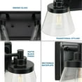 thumbnail image 3 of Hinton Collection Two-Light Matte Black Clear Seeded Glass Farmhouse Bath Vanity Light, 3 of 6