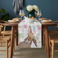 thumbnail image 2 of Bunny Easter Table Runner - 90 Inch Long, Kitchen Dining Table Runner Dresser Scarves, Rabbit Grey Plaid Farmhouse Floral Farmhouse Decor for Coffee Tables Wedding Party Banquet, 2 of 8