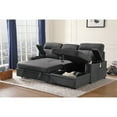 thumbnail image 3 of Maykoosh Boho Beauty Gray Fabric Sleeper Sectional Sofa Chaise with Storage Arms and Cupholder, 3 of 10