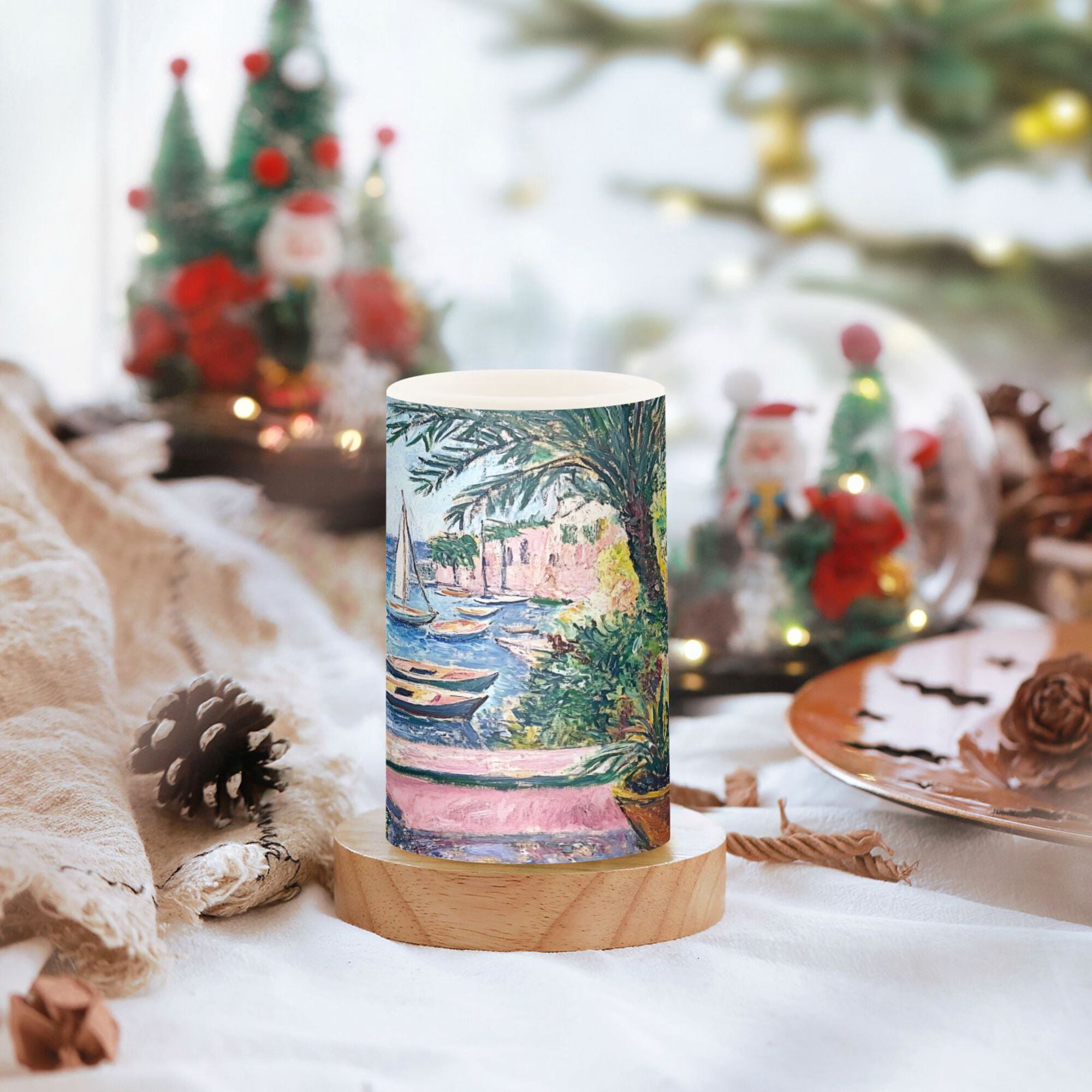 Yayeee Flameless Candles with Remote Flickering Battery Operated Multi Color Changing, Ocean Boat