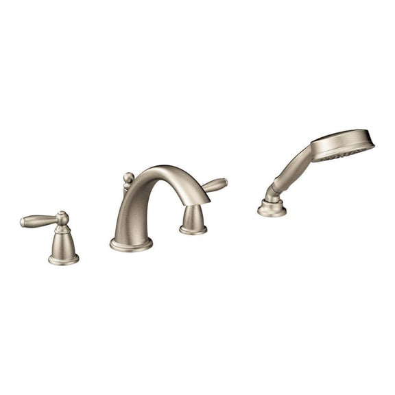 Open Box Moen T924BN Brushed nickel two-handle roman tub faucet includes hand shower