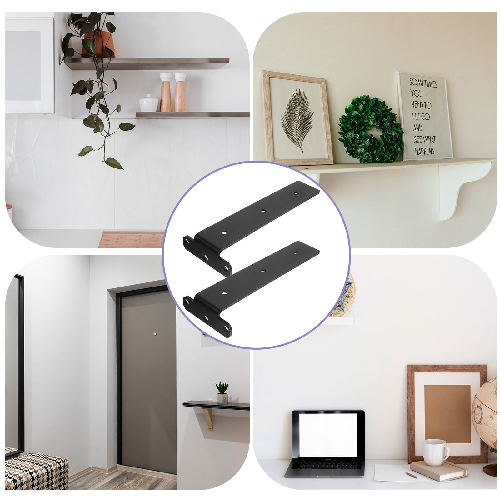 Black Steel Floating Shelf Brackets for Home Use Strong and Durable 2pcs 10 Inch