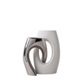 thumbnail image 3 of Silver Modern Art Unique Cross Ceramic Vases Set of 2, Perfect for Room Home Office Hotel Restaurant Farmhouse Decor Decoration, Safe Delivery (Silver Plated+White), 3 of 9
