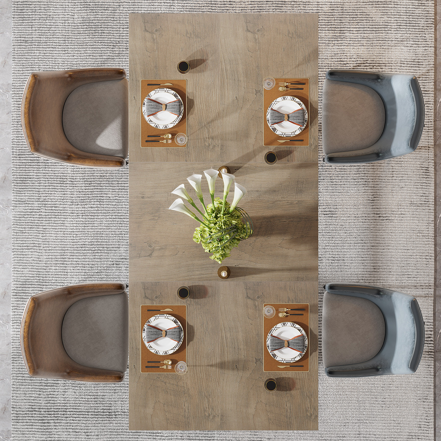 Fnova 63" Modern Dining Table, Rectangular Wooden Top Kitchen Table, Stylish Metal Trestle Legs, Seats 4 to 6 for Dining Room & Kitchen, Living Room