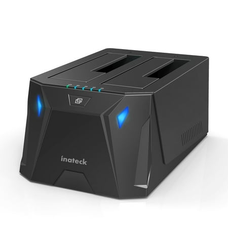 Hard Drive Docking Station - Inateck USB 3.0 to SATA Dual Bay Hard Drive Docking Station in Gamer Style with Offline Clone Function for 2.5/ 3.5 Inch SATA I/II/III HDD and SSD, Support UASP and 8 TB Drives, Black(FD2005)