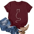 thumbnail image 4 of Aligament Womens Graphic T Shirts Cat Print Shirt Round Neck Fashion Lightweight Soft Casual Womens Summer Tops Wine, 4 of 5