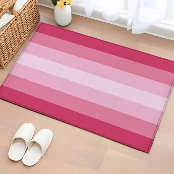 2x3 Ft Entryway Area Rug, Pink Ombre Kitchen Rug Runner Washable Floor Mat, Gradient Pink Woods Farmhouse Non Slip Indoor Door Mat Throw Carpet for Bathroom Living Room Bedroom