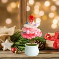 thumbnail image 4 of Pink Christmas Tree Crochet Flowers Potted Home Ornament Handmade Woven Decor With Polyester Material, Festive Design And Lightweight For Indoor Decor, Tabletop Display 5.5X3.14X3.14In 0.1, 4 of 6