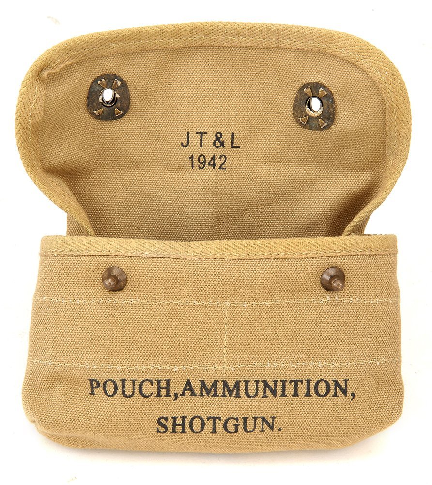 US WW2 Canvas Shotgun Shell Ammunition Pouch marked JT&L 1942
