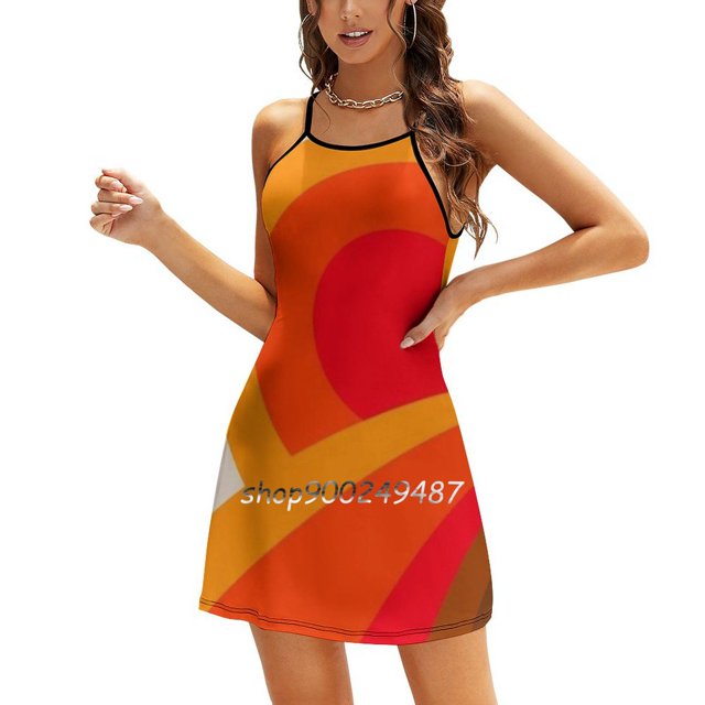 Rebirth Of The 70S Sweetheart Knot Flared Dress Fashion Design Large Size Loose Dress 70S Graphic Pattern Abstract Minimalism