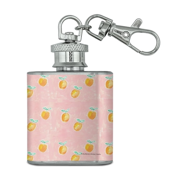 Painterly Citrus Oranges Pattern Stainless Steel 1oz Mini Flask Key Chain