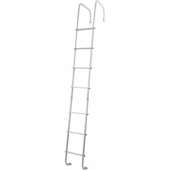 KOJEM Universal 7 Step RV Exterior Ladder 7.6FT-8.4FT Ladder Fit for Travel Trailers Universal Straight Aluminium Silvery Powder Coated Heavy Duty