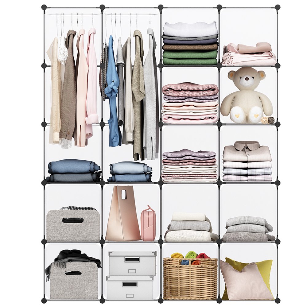 LANGRIA 20 Cubby Shelving Closet System Cube Organizer Plastic Storage
