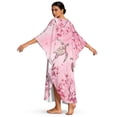 thumbnail image 2 of Xixirimido Sea Turtle Cherry Blossom Pink Print Women’s Plus Size Beach Kaftan Dress V-Neck Batwing Sleeve Swimsuit Cover Up Flowy Caftan Dress for Pool, Cruise & Resort Wear, 2 of 7