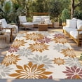 thumbnail image 2 of Geometric Flower Outdoor Rug for Patio/Deck/Porch, Non-Slip Large Area Rug 6 x 9 Ft, Vintage Country Floral Orange Grey on Linen Indoor Outdoor Rugs Washable Area Rugs, Camping Rug Carpet Runner, 2 of 8