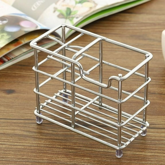 Small Toothbrush Holder for Bathroom,Stainless Steel Tooth Brush Holder,Toothpaste Holder Organizer Stand Caddy for Bathroom,Silver