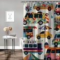 thumbnail image 2 of Shiartex Truck Shower Curtain, Ice Cream Doughnut Burgers Pizza Sushi Hotdog Colorful Food Truck Illustration, Cloth Fabric Bathroom Decor Set with Hooks 69x72, 2 of 7