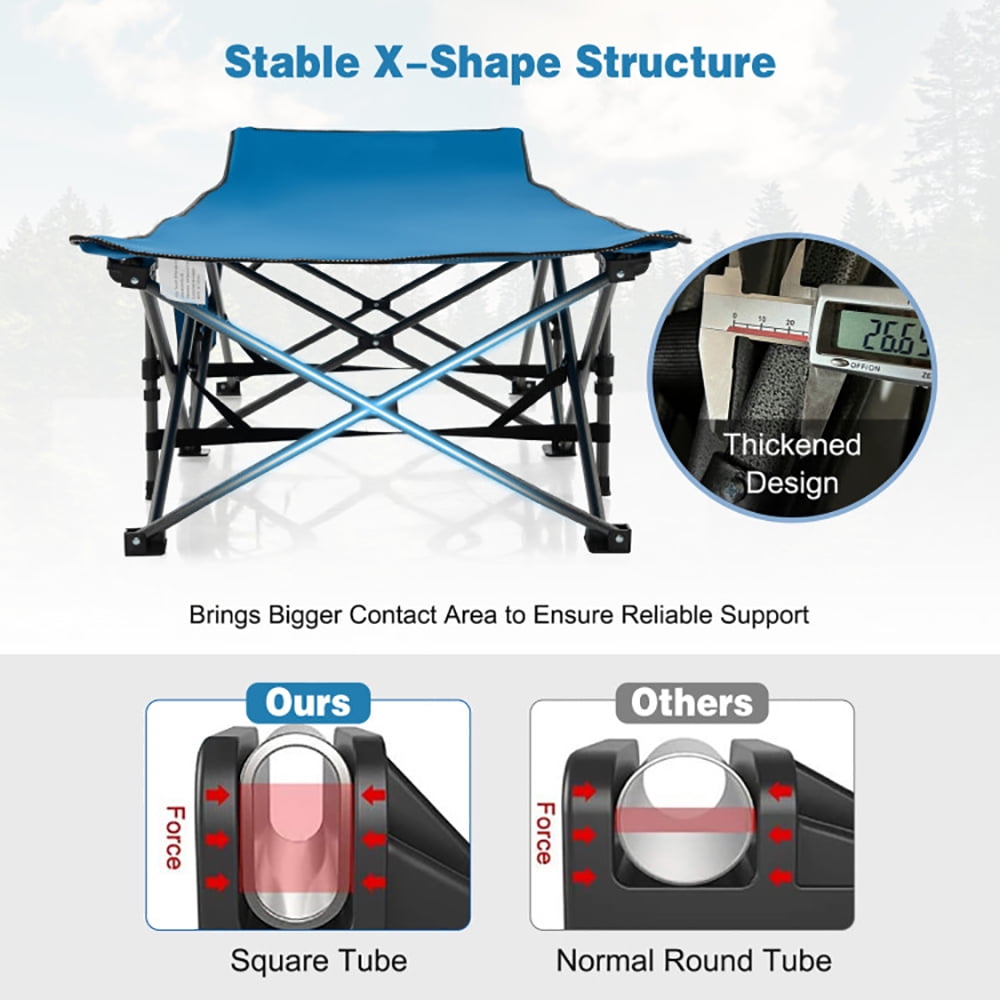 Aimee Lii Wide Foldable Camping Cot with Carry Bag, Outdoor Folding Camping Bed for Sleeping Hiking Travel, Blue Aimee Lii Wide Foldable Camping Cot with Carry Bag, Outdoor Folding Camping Bed for Sleeping Hiking Travel, Blue