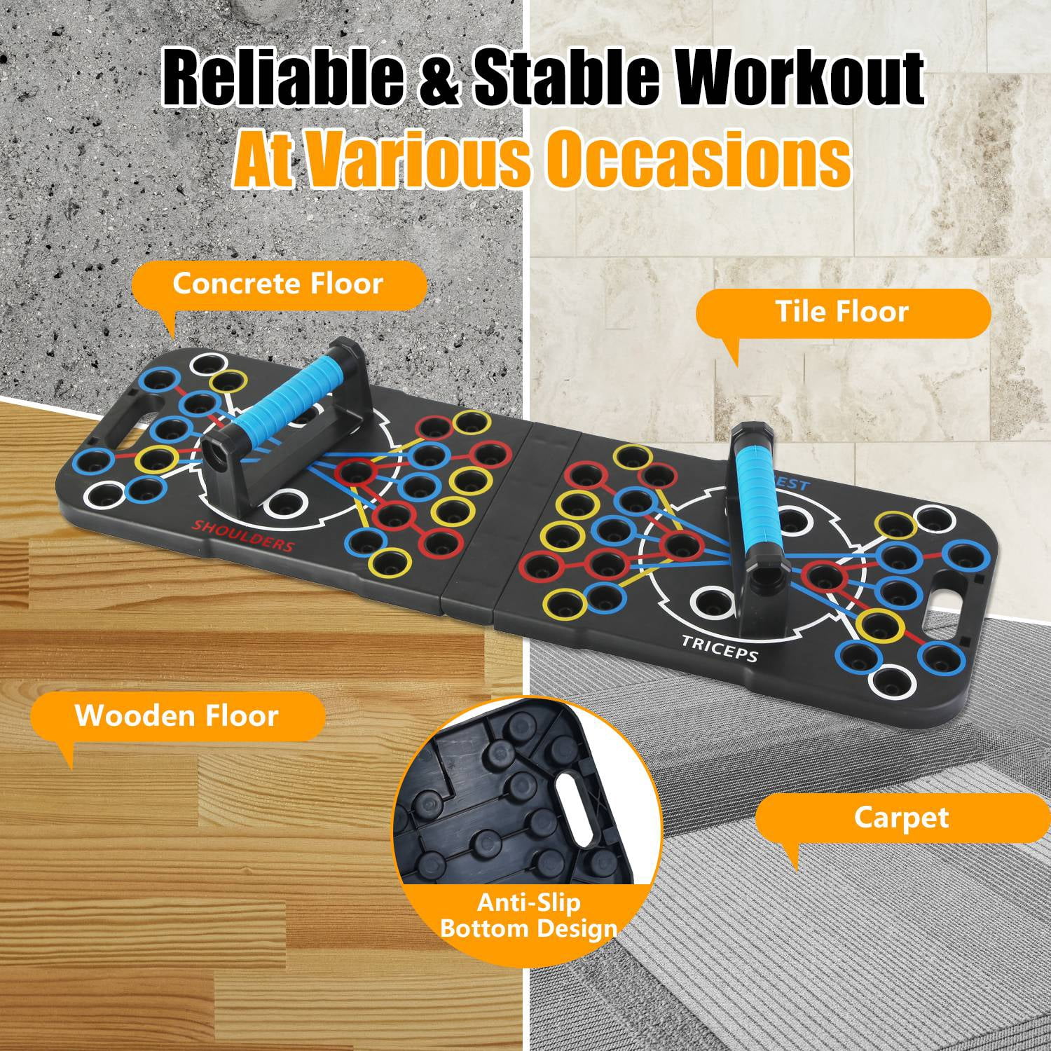 Teqhome Push up Board Portable Exercise Equipment Home Gym Equipment 15 Abs Fitness Accessories with Pilates Bar Resistance Bands Roller Wheel  at Home