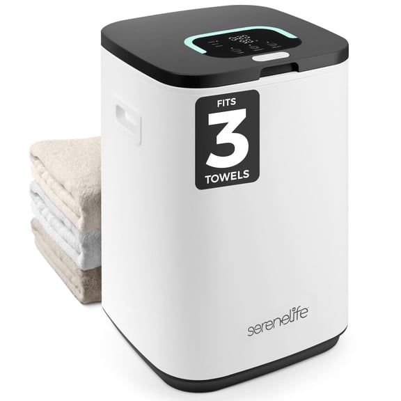 SereneLife SLTLWSQ83 Bucket-23L Capacity Hot Warmer with Timer Function, Fits Up to Two Oversized Towels for Bathroom Black